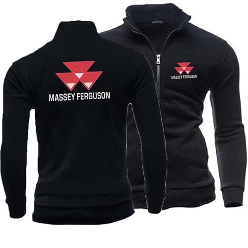 ZOSYH Herren Kapuzenpullover Massey-Ferguson Reißverschluss Kapuzenpullover Frühling Herbst Outdoor-Sportjacke Lässiges Sweatshirt,M,Black von ZOSYH