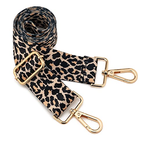 ZOUIQSS Damen Goldfarbene Bunter Schultergurt längenverstellbarer breiter Tragegurt Schultergurt für Handtaschen 3.8cm breit 73-125cm-Schultergurt für Handtaschen((3.8CM) Leopard2) von ZOUIQSS