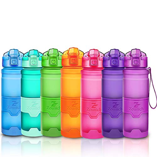 ZOUNICH Trinkflasche Sport BPA frei Kunststoff Sporttrinkflaschen für Kinder Schule, Joggen, Fahrrad, öffnen mit Einer Hand Trinkflaschen Filter, Lila, 32oz/1000ml von Zounich