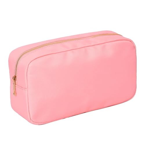 Kosmetiktasche Mädchen Letter Patch Custom Travel Cosmetic Bag Personalized Nylon Pouch Toiletry Bag Chenille Patch Makeup Toiletries Girl Cosmetic Bag(Apricot,L) von ZPFDSG