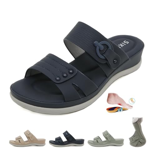 ZPLMIDE Bequeme Sport-Sandalen, orthopädisch, für Damen, Sommer, weiche Unterseite, leichte, orthopädische Hausschuhe, Slipper, dick gepolstert, Größe 39 EU, Marineblau von ZPLMIDE