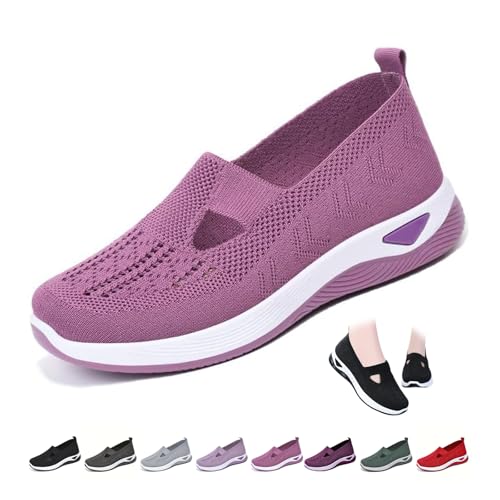 ZPLMIDE Damen-Wanderschuhe, Netzstoff, atmungsaktiv, leicht, lässig, für Arbeit, Laufen, Sommer, lässig, Netz-Schuhe, Größe 39, Violett von ZPLMIDE