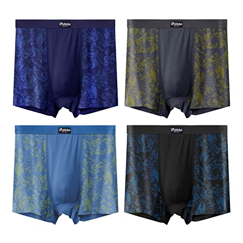 ZPLMIDE Große Herren-Boxershorts aus Baumwolle, nahtlose Boxershorts (10XL), große Unterwäsche, atmungsaktive Elastizität, Unterhose (9XL, 4 Farben, 4 Stück) von ZPLMIDE