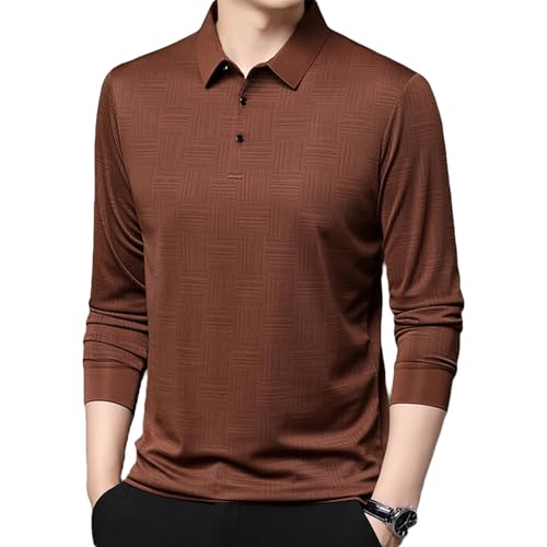 ZPLMIDE Herren Herbst Langarm Poloshirt mit Druck Design Slim Fit T-Shirts Pullover mit Kragen Herren Revers Büro Golf Poloshirt von ZPLMIDE