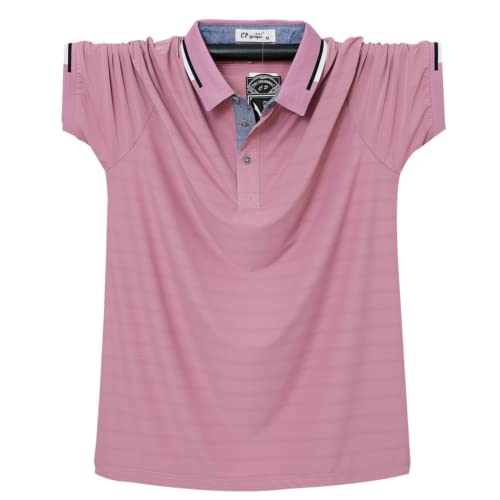 ZPLMIDE Herren Poloshirt in Übergröße mit kurzen Ärmeln (M-6XL), Übergröße, cooles Sommer, Eisseide, Fat Man, T-Shirt, lockere Passform (Rosa, L) von ZPLMIDE