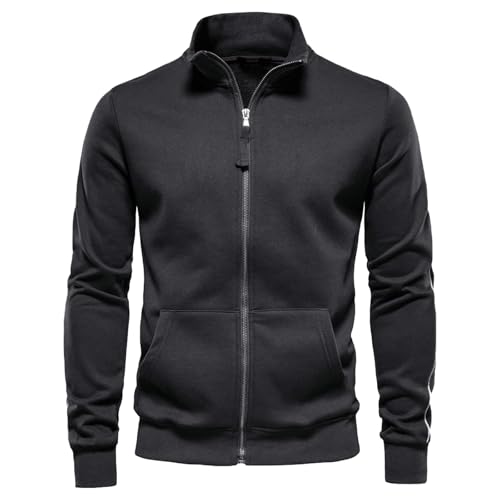 ZPLMIDE Herren-Sweatshirt mit durchgehendem Reißverschluss, lässiger Reißverschluss, langärmelig, Sport, Cardigan-Mantel, Herren-Sweatshirt, leichte Jacke (S, Dunkelgrau) von ZPLMIDE