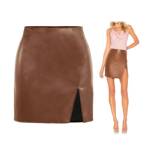 ZPLMIDE Sexy geteilter Minirock für Damen, aus PU-Leder, hohe Taille, Reißverschluss, Skinny, Kunstleder, Bleistiftröcke, figurbetont, kurz, Größe XL, Braun ZPLMIDE Sexy geteilter Minirock für Damen, aus PU-Leder, hohe Taille, Reißverschluss, Skinny, Kunstleder, Bleistiftröcke, figurbetont, kurz, Größe XL, Braun von ZPLMIDE