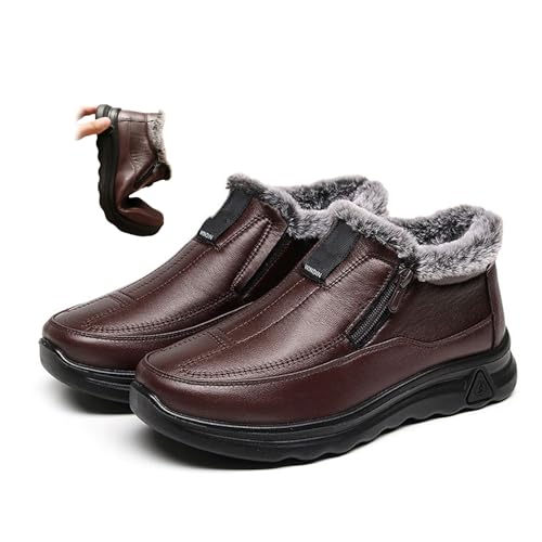 ZPLMIDE Wasserdichte, rutschfeste Baumwoll-Leder-Stiefel für Herren, mit Plüschfell gefüttert, Schneestiefel mit Reißverschluss, warme Winterstiefel, coffee, 44. ZPLMIDE Wasserdichte, rutschfeste Baumwoll-Leder-Stiefel für Herren, mit Plüschfell gefüttert, Schneestiefel mit Reißverschluss, warme Winterstiefel, coffee, 44. von ZPLMIDE