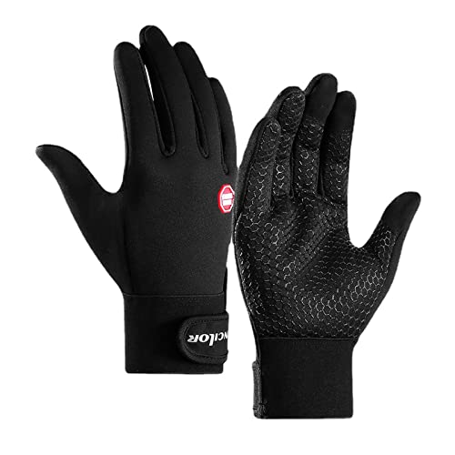 Fahrradhandschuhe für Damen und Herren, Winter-Radhandschuhe, Touchscreen-Handschuhe, reflektierend, rutschfest, MTB-Handschuhe, Rennradhandschuhe, Schwarz, X von ZPUNGKY