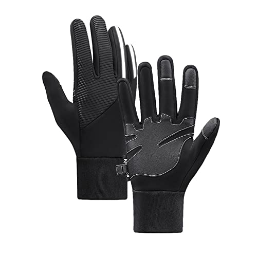 Winter-Fahrradhandschuhe für Herren und Damen, warm, mit Fleece gefüttert, elastisch, Vollfinger, MTB-Handschuhe, Outdoor-Sport, rutschfest, winddicht, wasserdicht, Wandern, Laufen, Fahren, Blau, von ZPUNGKY