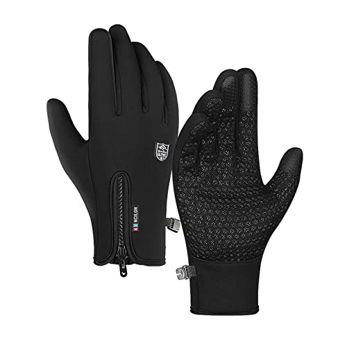 Winter-Fahrradhandschuhe mit Touchscreen, dick, warm, mit Fleece gefüttert, elastisch, Vollfinger, MTB-Reißverschluss, Handschuh für Herren und Damen, Outdoor-Sport, rutschfest, winddicht, von ZPUNGKY