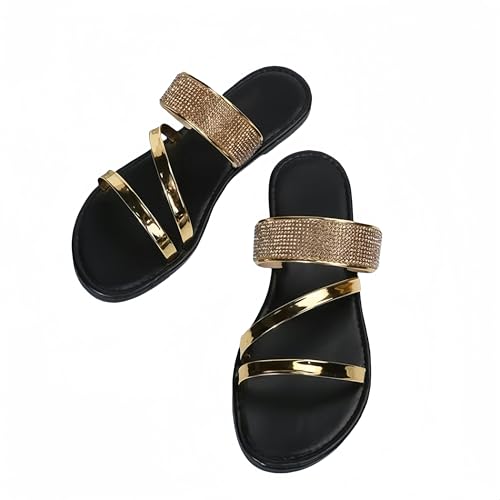 ZQUZEMS Damensandalen Sommer Damenmode Flacher Absatz Schmale Band Strand Casual Hausschuhe von ZQUZEMS