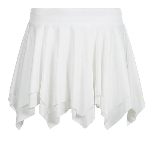 ZQUZEMS Kurzer Rock Asymmetrischer A-Linie Plissee Mini Rock Niedrige Taille Fairycore Süße Kurze Röcke-Weiss-L ZQUZEMS Kurzer Rock Asymmetrischer A-Linie Plissee Mini Rock Niedrige Taille Fairycore Süße Kurze Röcke-Weiss-L von ZQUZEMS