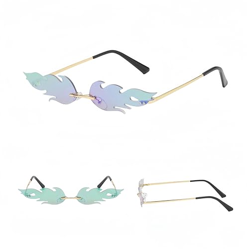 ZQUZEMS Neuartige Sonnenbrillen Mode -Rande -Sonnenbrille Trends Vintage Streetwear Sonnenbrille-B-Green-Andere von ZQUZEMS