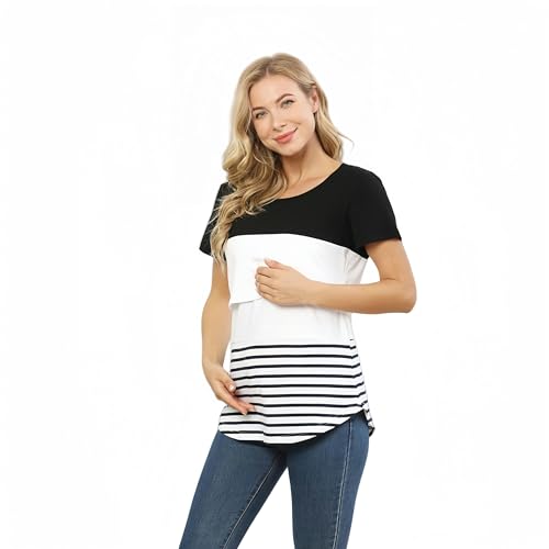 ZQUZEMS Still-Kurzarm Kurzarm Stillen Tops Mutterschaft Kleidung Stillen T-Shirt Für Schwangere Frauen von ZQUZEMS