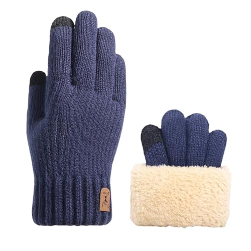 ZSHDTKWB winterhandschuhe Herren Warme Fingerhandschuhe Winter Touchscreen Und Handschuhe Männer Frauen Verdicken Gestrickt-blau von ZSHDTKWB