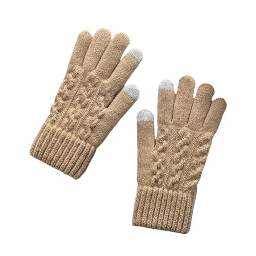 ZSHDTKWB winterhandschuhe Winter- Und Herren -Winter -warm -Touch -Screen -Handschuhe Für Frauen Und Männer, Elastisches Strickreiten, Wandern, Skifahren, Häkelhandschuhe-Aprikose von ZSHDTKWB