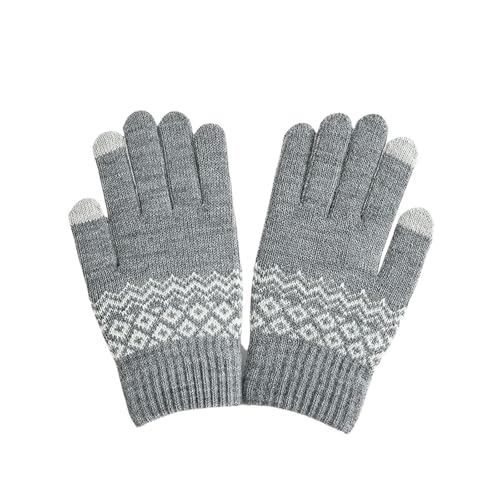 ZSHDTKWB winterhandschuhe Winter Warme Gestrickte Handschuhe Mobiltelefon Touchscreen Gestricktes Handschuhe Winter Dickes Warmes Radfahren Fahren-grau von ZSHDTKWB