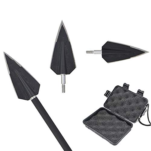 ZSHJG 6pcs Pfeilspitzen Jagdspitzen Armbrust Bogen mit 2 Klingen 150 Grains Broadhead mit Box Pfeilspitzen für Bogenchießen Bogensport (Schwarz + Box) von ZSHJG