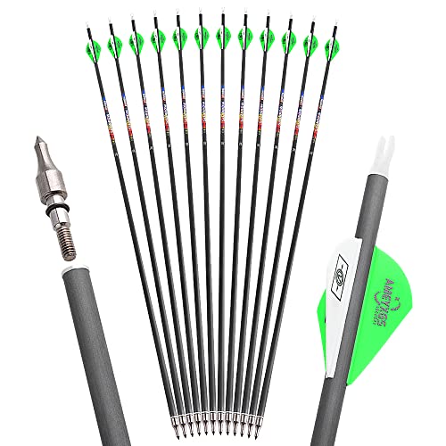 32 Zoll Carbonpfeile für Bogenschießen 12/6 pcs Pfeile Carbon mit 2 Zoll Gummifeder und Austauschbare Metall Pfeilespitze spine 250/300/350/400/500/600 Bogenpfeile für Bogenschießen (12pcs, spine 250) 32 Zoll Carbonpfeile für Bogenschießen 12/6 pcs Pfeile Carbon mit 2 Zoll Gummifeder und Austauschbare Metall Pfeilespitze spine 250/300/350/400/500/600 Bogenpfeile für Bogenschießen (12pcs, spine 250) von ZSHJGJR