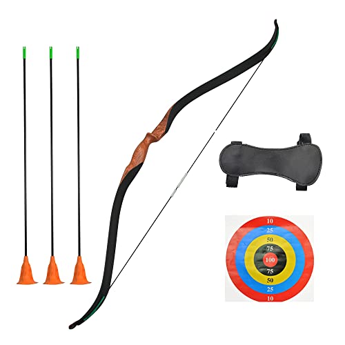 ZSHJGJR Recurve Bogen und Pfeil Set für Anfänger 10 LBS Recurvebogen Holz Einsteiger Bogenset mit Bogenschießen Zubehör Bogenschießen Ausbildung Outdoor Geschenk von ZSHJGJR