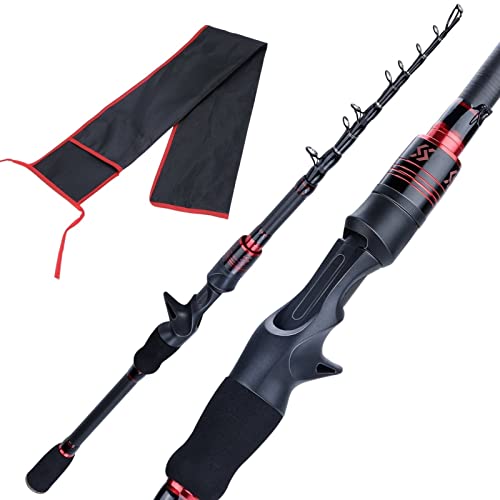 ZSXPBZL Angelrute,Teleskopruten,Spinnrute 1,8 mt 2,1m Tragbare Teleskopstange Ultraleichte Kohlefaser/Casting Angelrute Reisen Angeln Rodd(Red,2.1m Rod Casting) von ZSXPBZL