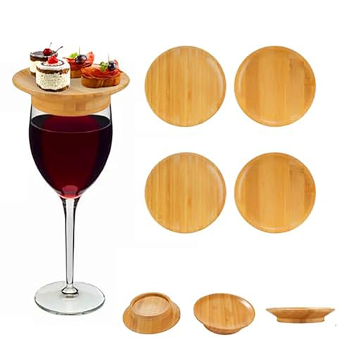 ZTMHRG Weinglas-Aufsatz für Wurstwaren, Bambus-Weinglas-Aufsatz, Weinglas-Aufsatz für Wurstwarenbrett für Vorspeisenteller und Desserts,4pcs von ZTMHRG