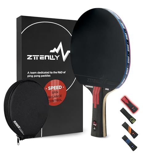 ZTTENLLY Ping Pong Paddle with Carbon Technology | Performance-Series,7-ply Finest Blade, Expert Speed/Edge/Balance, Thicker Protector Case | Table Tennis Racket for Professional von ZTTENLLY