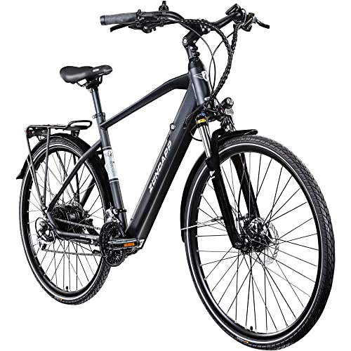 ZÜNDAPP Ebike Herren 28 Zoll Trekkingfahrrad | E Bike 24 Gänge 160-185 cm Elektro Fahrrad | E-Bike Elektrofahrrad mit hydraulischen Scheibenbremsen | Z810 (schwarz, 52 cm) von ZÜNDAPP