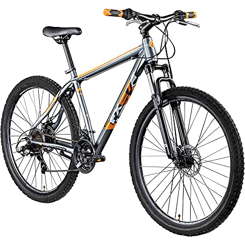 ZÜNDAPP FX27 Mountainbike 27,5 Zoll Fahrrad Mountain Bike Hardtail MTB Herren Damen mit MTB Rahmen und Federgabel 21 Gänge 650B (grau/orange, 48 cm) von ZÜNDAPP