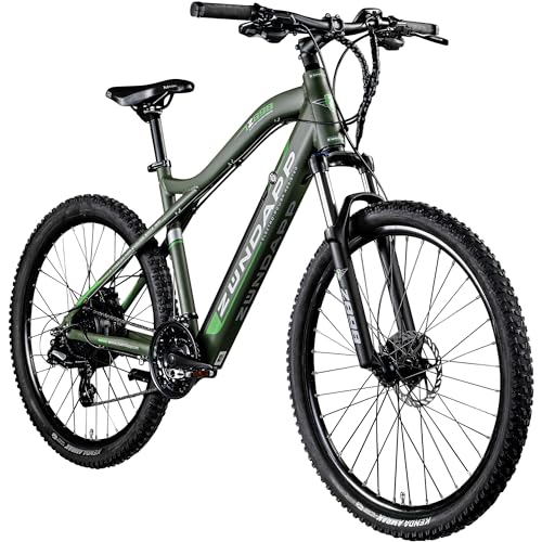 ZÜNDAPP Z898 E-Bike E Mountainbike 27,5 Zoll Pedelec 170-190 cm Hardtail MTB 24 Gang Elektro Fahräder Scheibenbremsen (grün, 48 cm) von ZÜNDAPP