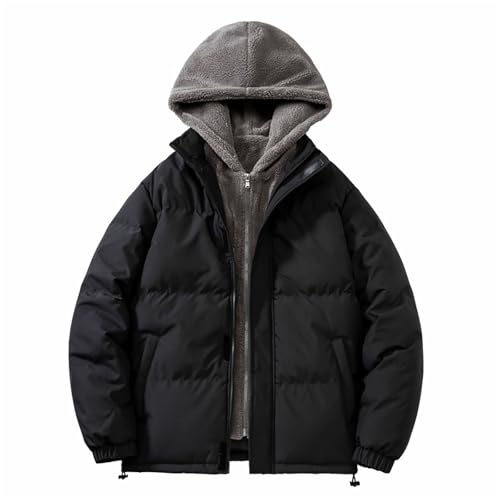 ZUIHAOMAI Wattierte Jacke Baumwollkleidung Herren Winter Lose Verdickte Warme Polarfleece-Baumwolljacke mit Kapuze Baumwollmanteljacke,Black,6XL(105KG von ZUIHAOMAI