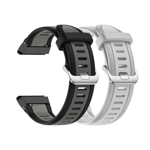 2 Stück Armbänder Kompatibel mit Garmin Fenix 7 Armband Silikon Band für Garmin Fenix 7 Ersatzarmband für Herren Damen Solo Loop Sport Band Atmungsaktiv Silikon Doppelloch mit Garmin Fenix 7 (E,M) von ZUOBNBP