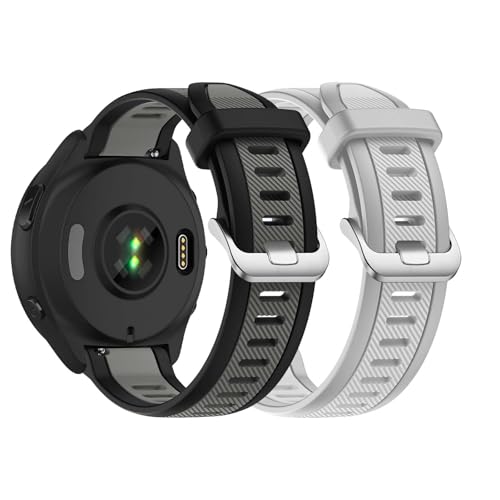 2 Stück Armbänder Kompatibel mit Garmin Forerunner 965 Armband Silikon Band für Garmin Forerunner 965 Ersatzarmband für Herren Damen Sportband Atmungsaktiv Silikon mit Garmin Forerunner 965 (E,M) von ZUOBNBP