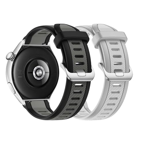 2 Stück Armbänder Kompatibel mit Huawei Watch 4 Pro Armband Silikon Band für Huawei Watch 4 Pro Ersatzarmband für Herren Damen Sportband Atmungsaktiv Silikon mit Huawei Watch 4 Pro (B,M) von ZUOBNBP