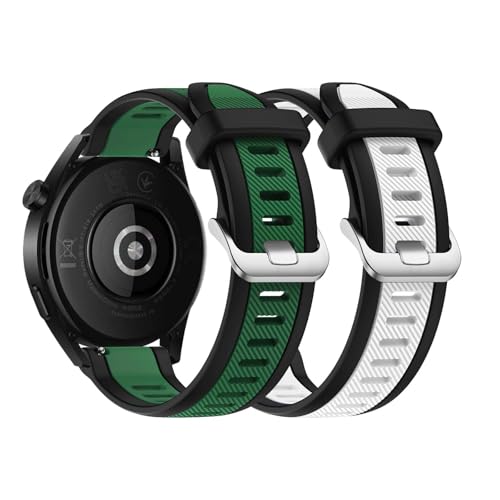 2 Stück Armbänder Kompatibel mit Huawei Watch GT3 Pro 43mm Armband Silikon Band Ersatzarmband für Herren Damen Sportband Atmungsaktiv Silikon mit Huawei Watch GT3 Pro 43mm (D,M) von ZUOBNBP