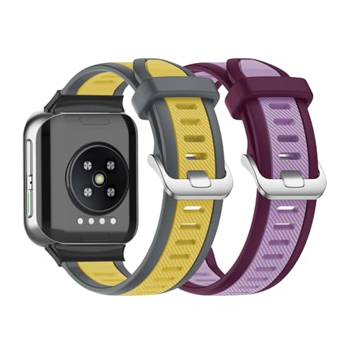 2 Stück Armbänder Kompatibel mit Oppo Watch 46mm Armband Silikon Band für Oppo Watch 46mm Ersatzarmband für Herren Damen Solo Loop Sport Band Atmungsaktiv Silikon Doppelloch mit Oppo Watch 46mm (A,M) von ZUOBNBP