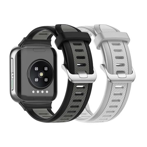 2 Stück Armbänder Kompatibel mit Oppo Watch 46mm Armband Silikon Band für Oppo Watch 46mm Ersatzarmband für Herren Damen Solo Loop Sport Band Atmungsaktiv Silikon Doppelloch mit Oppo Watch 46mm (C,M) von ZUOBNBP