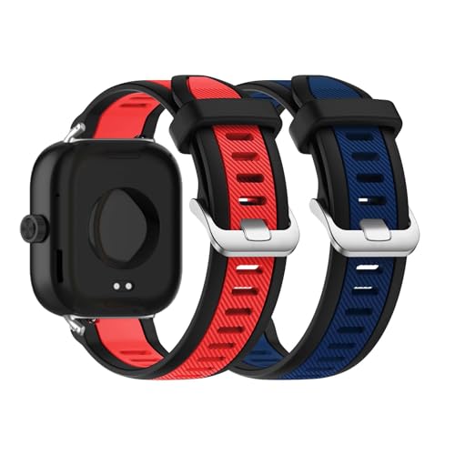 2 Stück Armbänder Kompatibel mit Redmi Watch 4 Armband Silikon Band für Redmi Watch 4 Ersatzarmband für Herren Damen Solo Loop Sport Band Atmungsaktiv Silikon Doppelloch mit Redmi Watch 4 (E,M) von ZUOBNBP