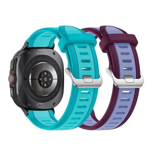 2 Stück Armbänder mit Samsung Galaxy Watch 7 Ultra 47mm Armband Silikon Band für Samsung Watch Ultra Ersatzarmband für Herren Damen Sport Band Atmungsaktiv Silikon mit Galaxy Watch Ultra (A,M) von ZUOBNBP