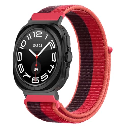 Nylon Armband mit Samsung Galaxy Watch Ultra 47mm Armband Solo Loop Nylon für Damen Herren Verstellbare Nylon Klett Ersatzband Sport Geflochtenes Armbänder für Samsung Watch Ultra 47mm (X,M) von ZUOBNBP