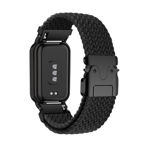 Weich Nylon Armband für Xiaomi Smart Band 8 Active Ersatzarmband, Verstellbarer Metallschnalle Geflochtene Atmungsaktiv Sport Uhrenarmband Kompatibel mit Xiaomi Smart Band 8 Active Armband (15,M) von ZUOBNBP