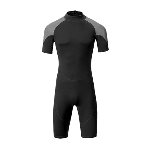 ZUOHUI Shorty-Neoprenanzug for Herren, 1,55 mm Neopren, einteiliger Tauchanzug, Stretch, kurze Ärmel, Dive Skin, Reißverschluss auf der Rückseite, Thermo-Bademode(XL) von ZUOHUI