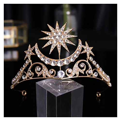 ZUOZUIYQ Barock-Sternkrone, Kristall-Braut-Diademe, Strass-Festzug-Diadem, Braut-Stern-Kopfschmuck, Hochzeit, Haarschmuck, Tiara (Metallfarbe: Silber) von ZUOZUIYQ