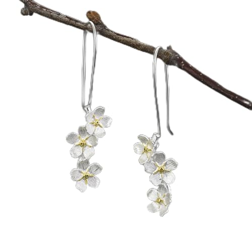 ZUOZUIYQ Baumelnde Hakenohrringe für Frauen – S925, kreatives Vergissmeinnicht, frischer, eleganter Hochzeitsohrring, minimalistischer Damenschmuck mit Blumen, einzigartige handgefertigte Geschenke von ZUOZUIYQ