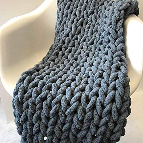 ZUOZUIYQ Grobstrick-Überwurfdecke, dunkelgrau, gestrickte, schwere Decke für Erwachsene, 100% handgefertigt, weich, gemütlich, Chenille, lässiger Roving, Warmer Stricküberwurf für Schlafzimmer, von ZUOZUIYQ