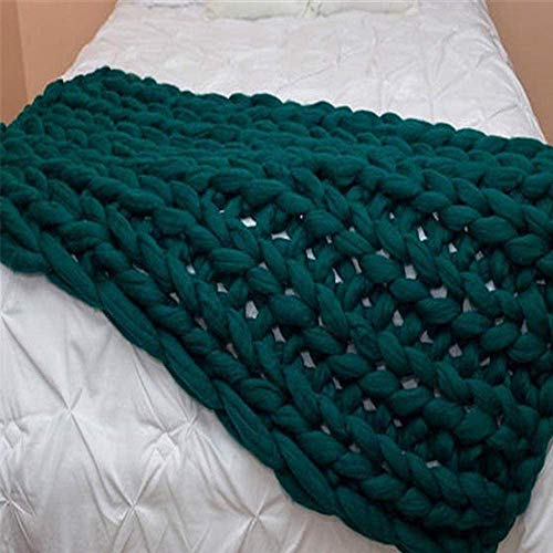 ZUOZUIYQ Grobstrick-Überwurfdecke, weiche, voluminöse Strickdecke, riesige Strickdecke, handgefertigter Stricküberwurf, große Zopfmusterdecke, weiß/grün/grau, 81,3 x 81,3 cm Arm von ZUOZUIYQ