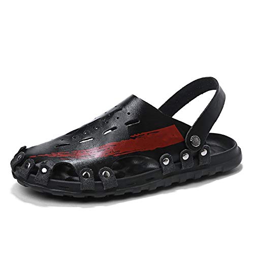 ZUOZUIYQ Herren-Wandersandalen, Herren-Wandersandalen, Strandsandalen, Leder-Sommerschuhe zum Wandern für Strand, Fisch, Trekking (Farbe: Schwarz, Größe: 39) von ZUOZUIYQ