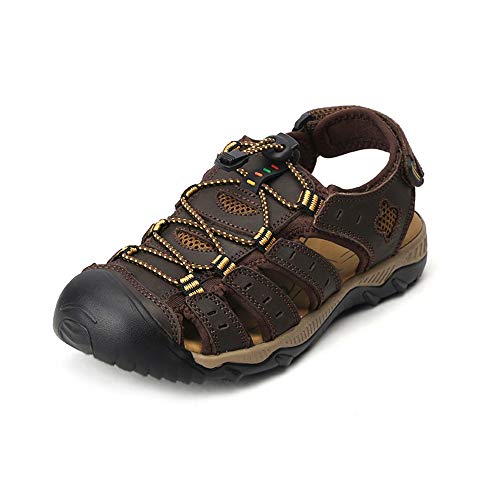 ZUOZUIYQ Herren-Wandersandalen, verstellbare Herren-Sandalen, Bequeme Sport-Outdoor-Wanderschuhe für Strand, Fisch, Trekking (Farbe: Dunkelbraun, Größe: 42) von ZUOZUIYQ