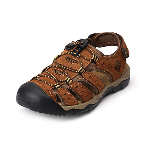 ZUOZUIYQ Herren-Wandersandalen, verstellbare Herren-Sandalen, Bequeme Sport-Outdoor-Wanderschuhe für Strand, Fisch, Trekking (Farbe: Hellbraun, Größe: 43) von ZUOZUIYQ